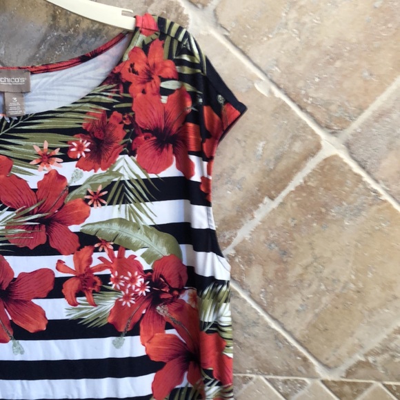 Chico's Floral Sleeveless Dress - Size 3 - Picture 3 of 4